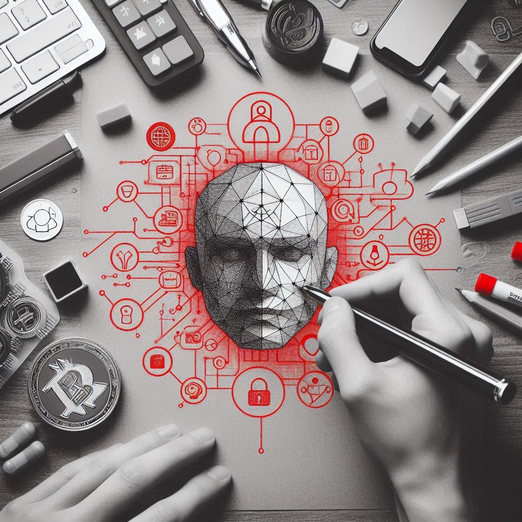 An AI generated image to be used with an article explaining how Blockchain and AI can be combined.