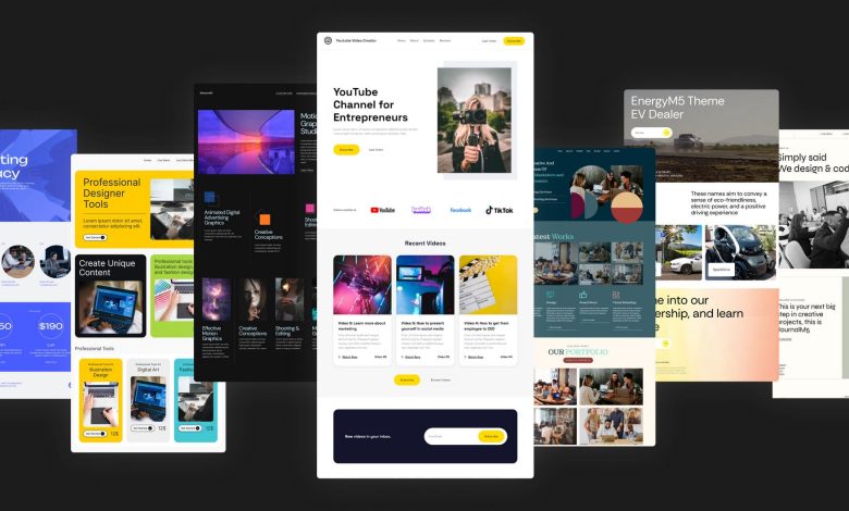 designer using an AI website builder to create a modern landing page on a computer