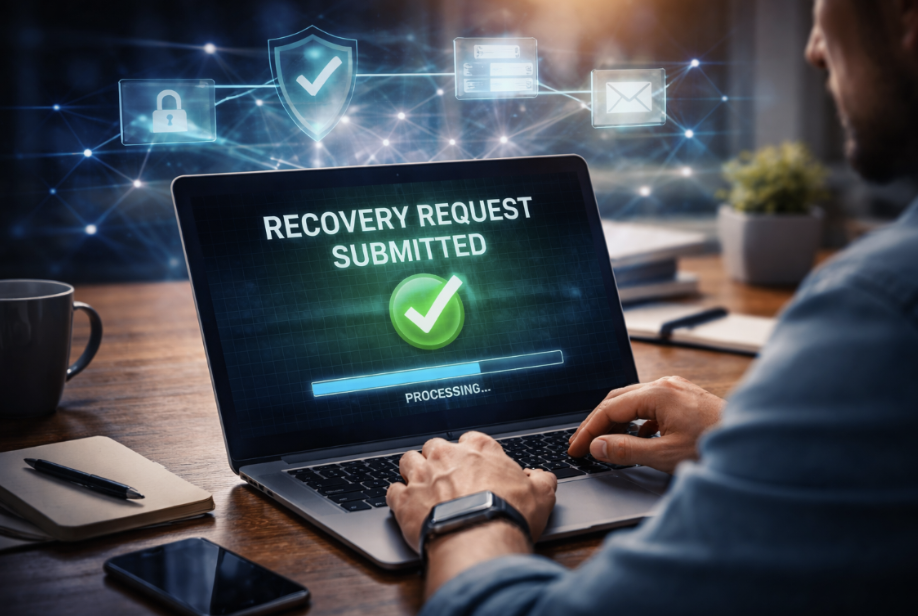 Submitting a social media recovery request 